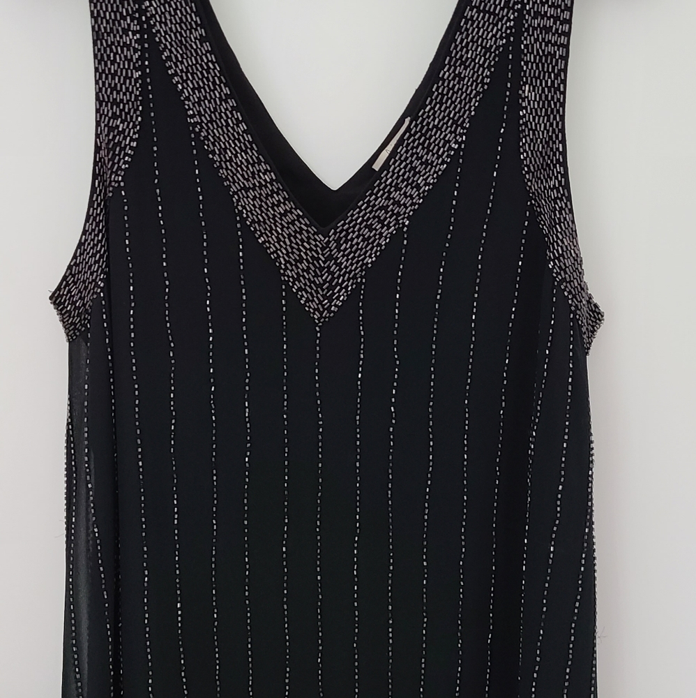 Joie beaded silk chiffon v-neck sleeveless top